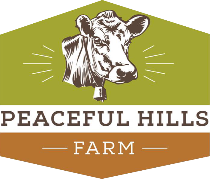 Peaceful+Hills+Farm+Logo Logo of Peaceful Hills Farm featuring a cow illustration, emphasizing sustainable farming and local produce.